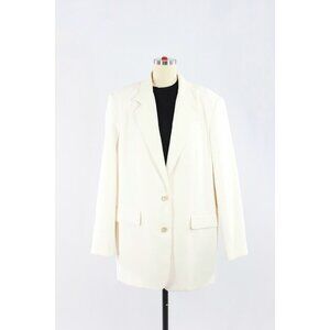 Aritzia WILFRED Heartbreaker White Crepe Oversized Boyfriend Blazer, Size M